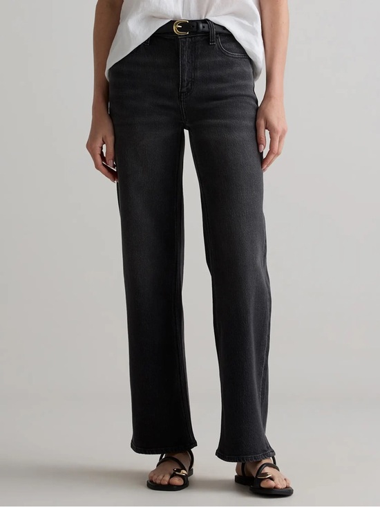 Quince Denim - Quince Bella Stretch Relaxed Straight Jeans in Charcoal Black Women’s Size 24